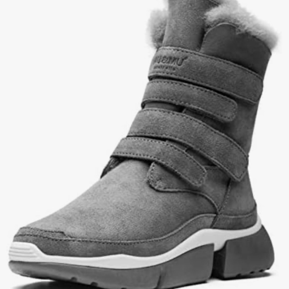 AU&MU Australia Classic Retro Suede Sheepskin snow boot 9 Gray/off-white sole - Picture 4 of 11